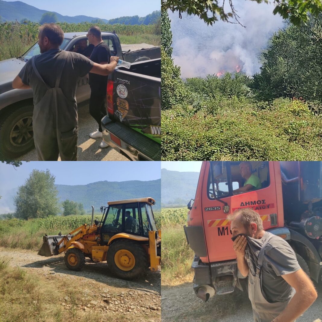 Μαίνεται η πυρκαγιά στην Εξοχή Παγγαίου