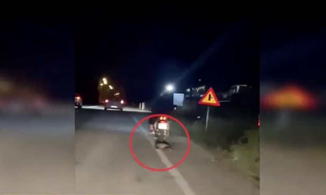 Ασυνείδητος σέρνει ασβό με το μηχανάκι του στην Καβάλα