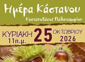 Ημέρα Κάστανου 2026- Την Κυριακή 25 Οκτωβρίου 2026 όλοι οι δρόμοι οδηγούν στο Παλαιοχώρι